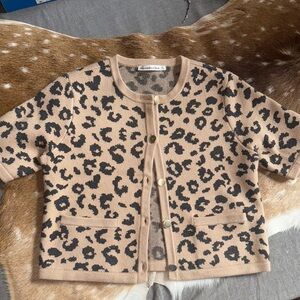 Abercrombie & Fitch Leopard Tan and Black Button Down sweater cardigan